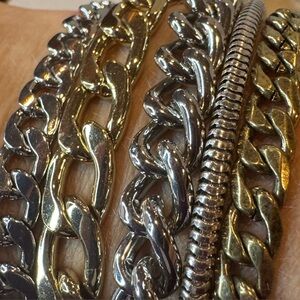 EUC Jenny Bird Austin Cuff Mixed Metal Stacked Layered Chain Bracelet